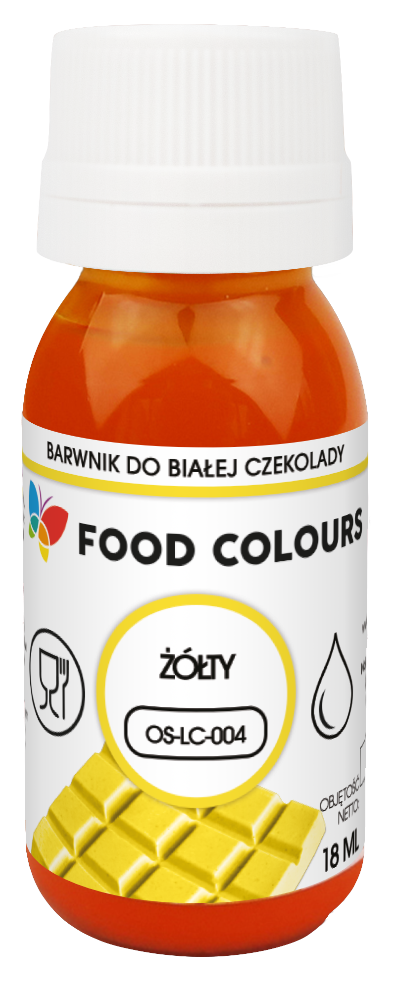 Barwnik spożywczy olejowy do czekolady Żółty 18 ml - Food Colours