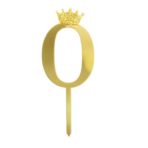 Topper na tort cyfra 0 złoty 1szt.