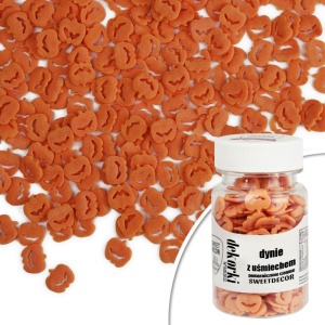 Posypka CUKROWE DEKORKI - Dynie z uśmiechem - Pomarańczowe - 30G