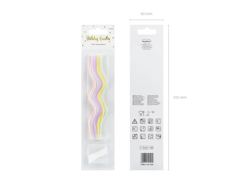 Świeczki urodzinowe zakręcone pastelowe, mix, 14cm - obrazek 3