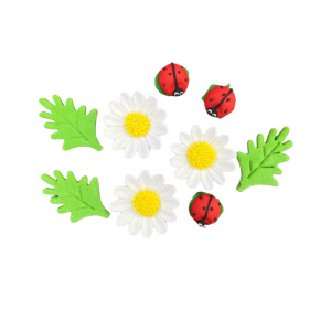 Figurki cukrowe Rumianek polny biedronki listki