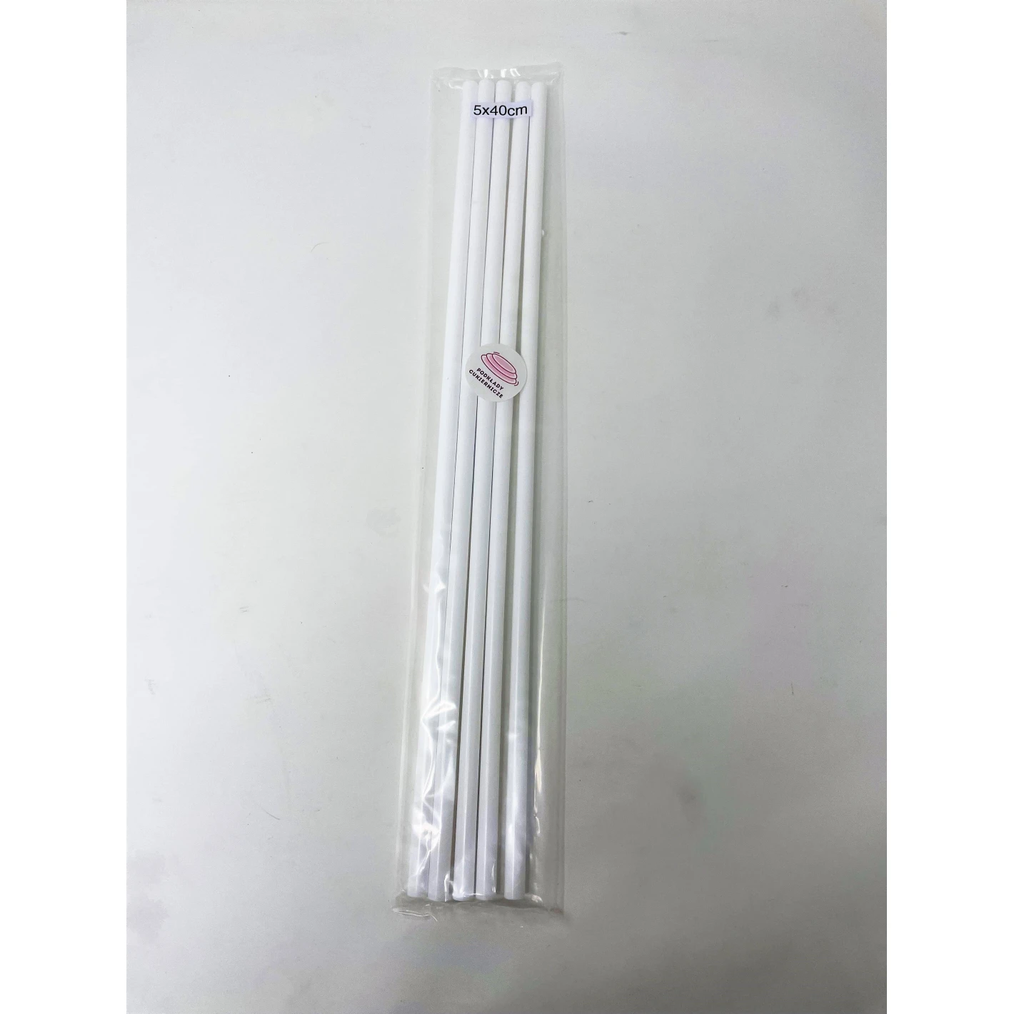 Plastikowe wsporniki do tortów piętrowych, dł. 40 cm, 5 szt