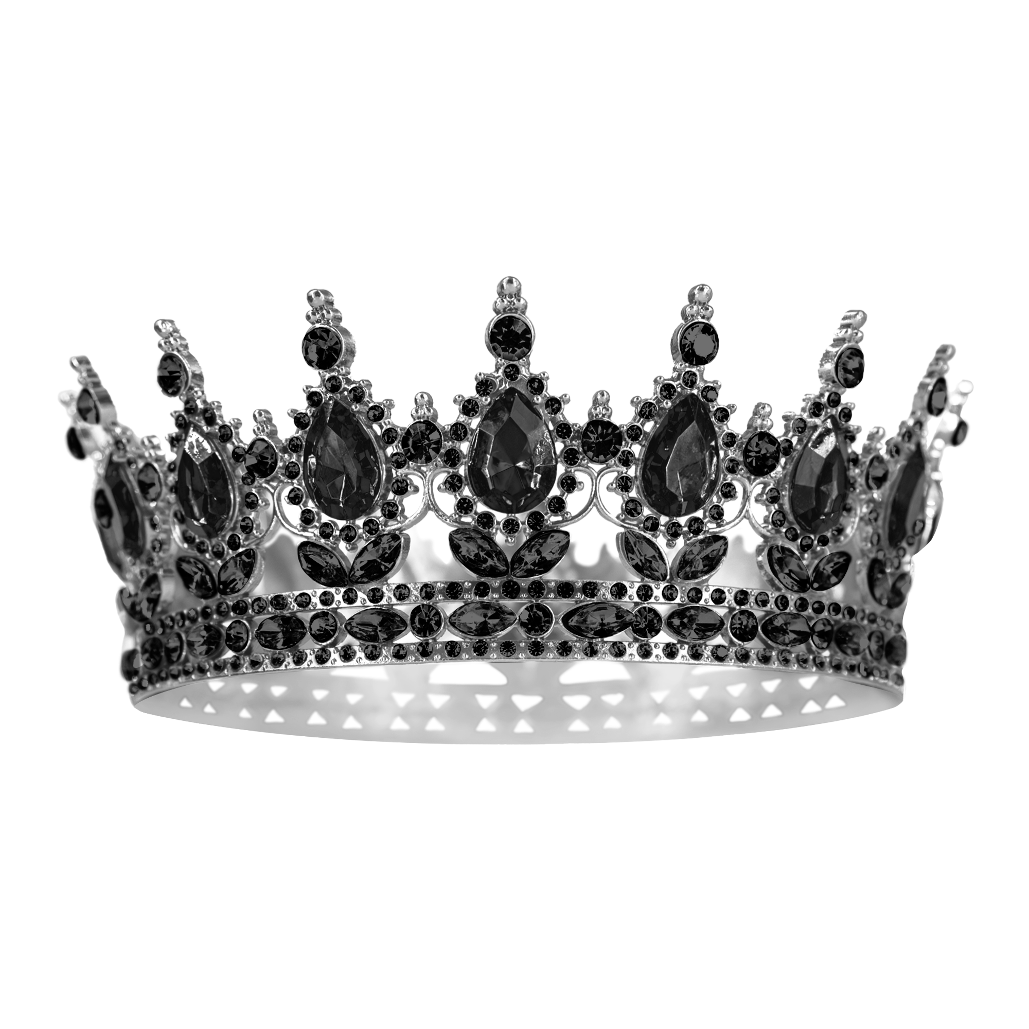 Korona czarna z czarnymi kryształkami 15 cm