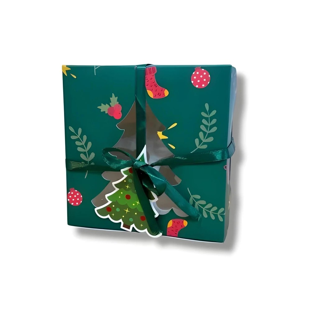 Pudełko 16x16x9cm CHOINKA +tasiemka, bilecik