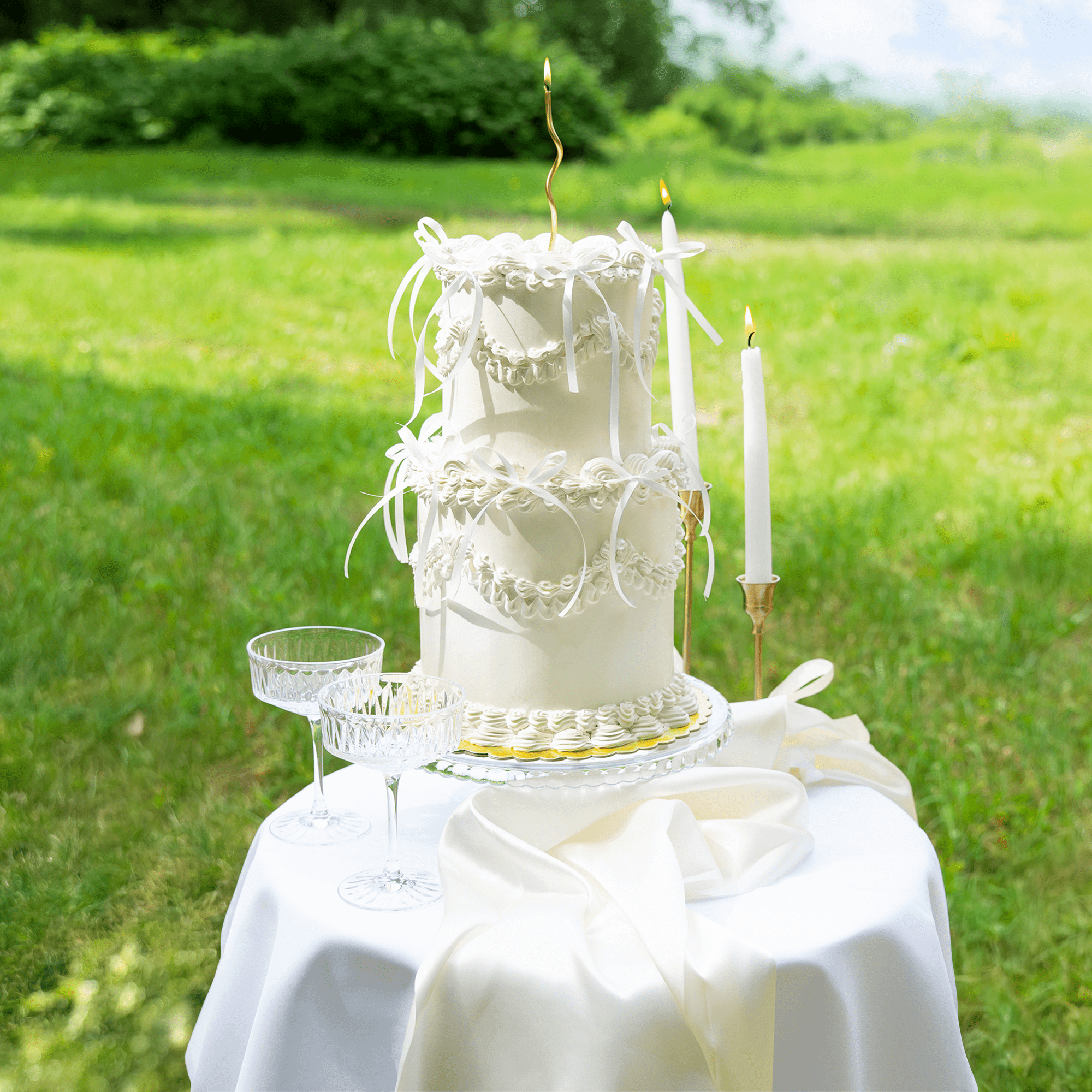 Topper na tort kokardka biała, 10 szt. - obrazek 2